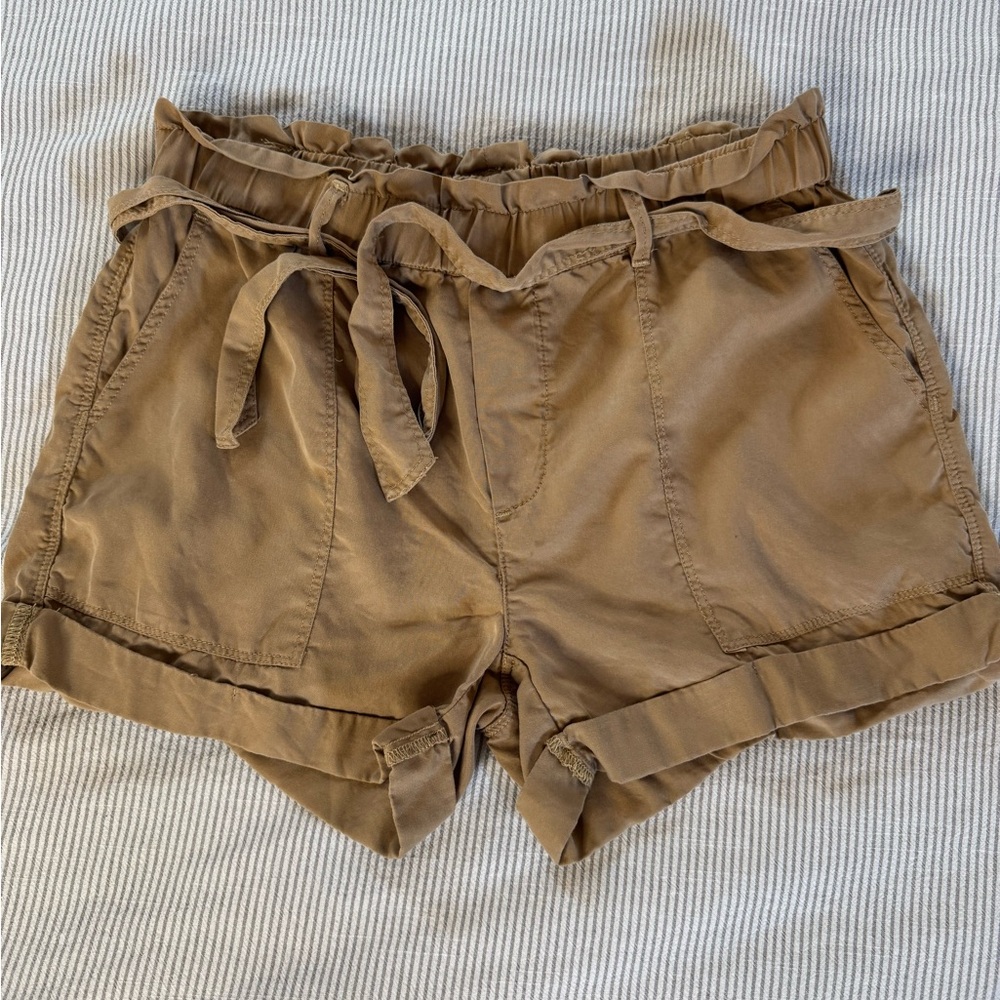 AERIE EUC XS BROWN PAPER BAG SHORTS/100% LYOCELL